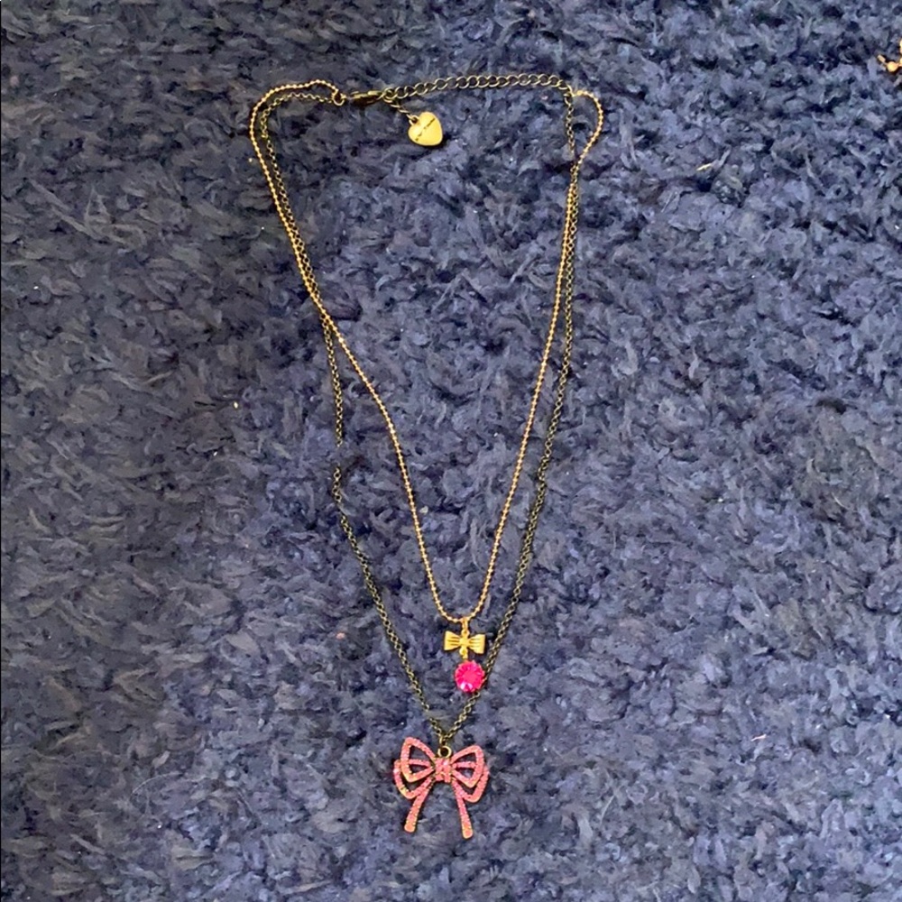 Betsey Johnson Double Strand Bow Necklace